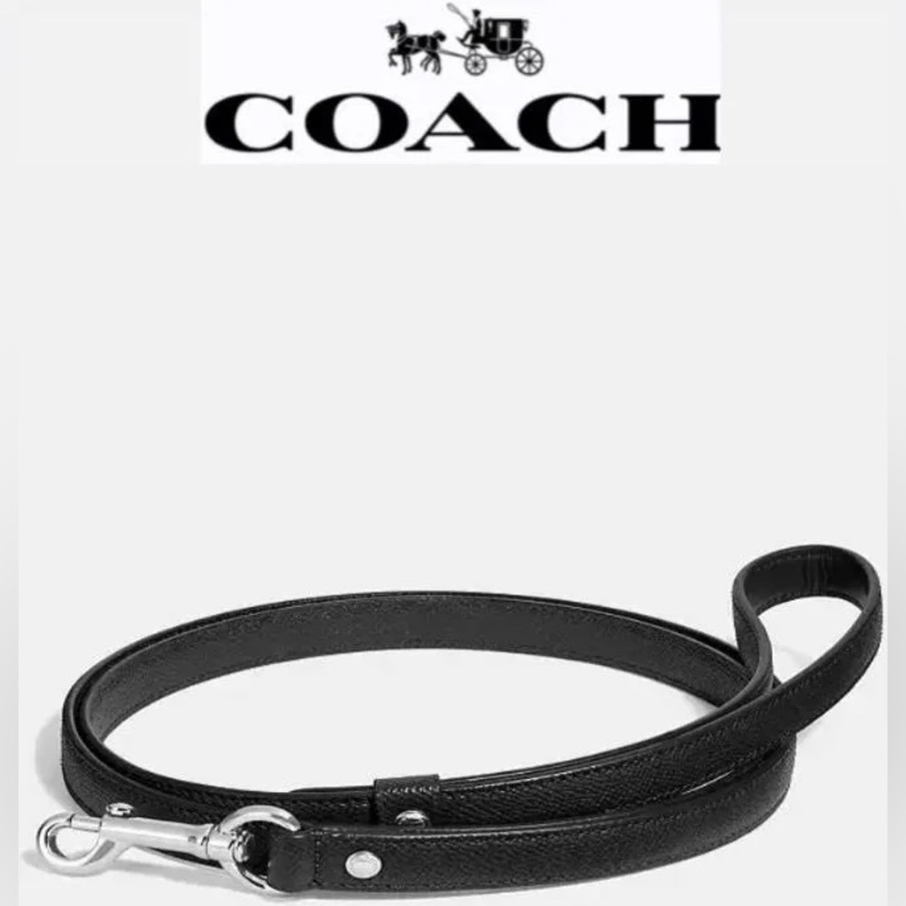 Coach Black Leather Pet Leash
